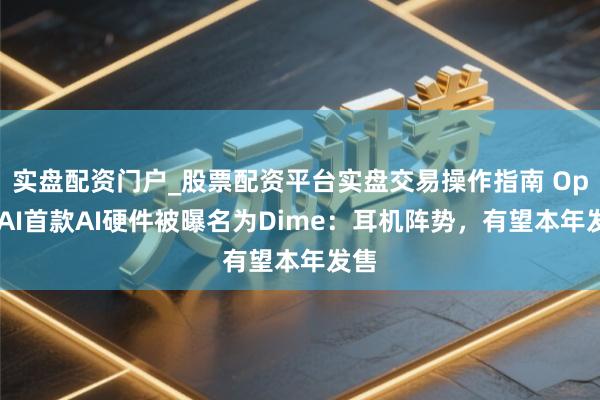 实盘配资门户_股票配资平台实盘交易操作指南 OpenAI首款AI硬件被曝名为Dime：耳机阵势，有望本年发售
